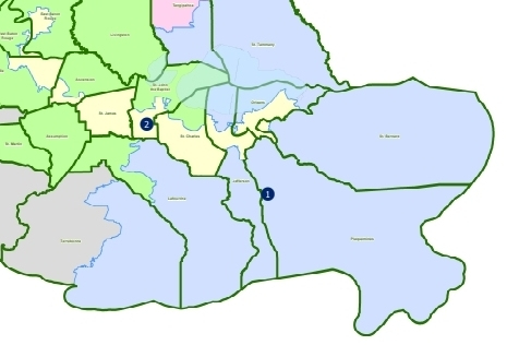 2026 Map for Louisiana's First & Second Congressional Districts